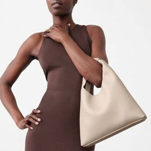 Banana Republic Vegan Leather Mini Slouch Tote in Bone NWOT